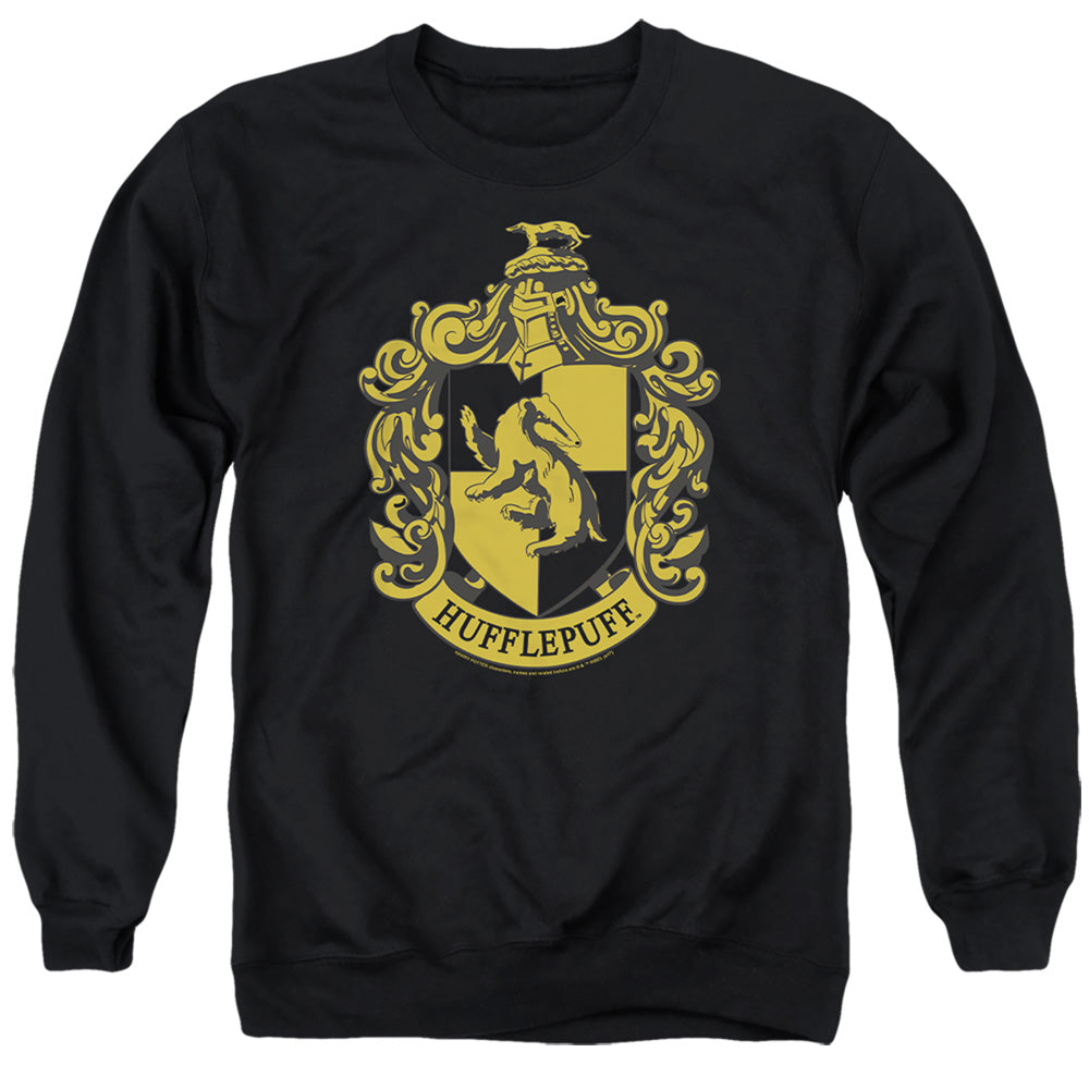 Harry Potter Hufflepuff Crest Mens Crewneck Sweatshirt Black Officially Licensed