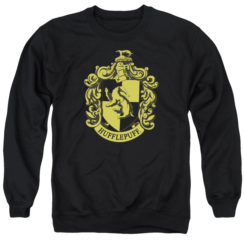 Harry Potter Hufflepuff Crest Mens Crewneck Sweatshirt Black Officially Licensed