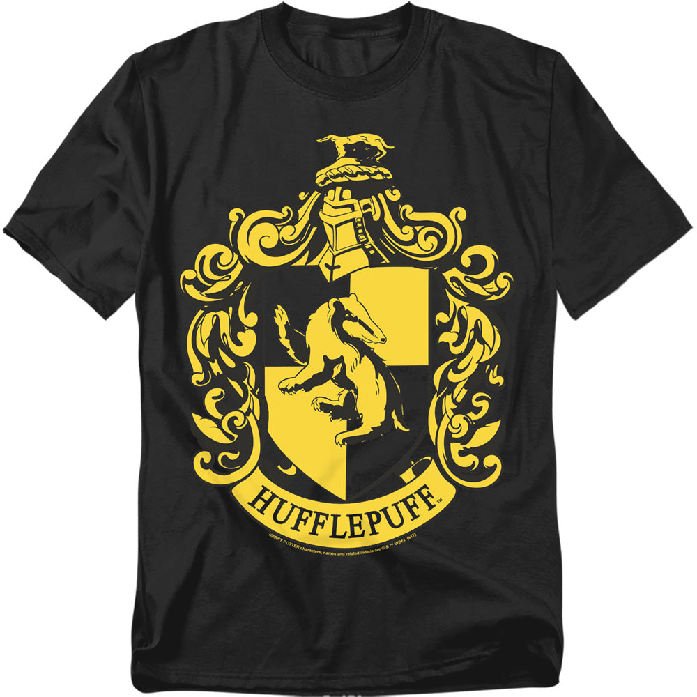 Harry Potter Hufflepuff Crest Mens T Shirt Black Officially Licensed