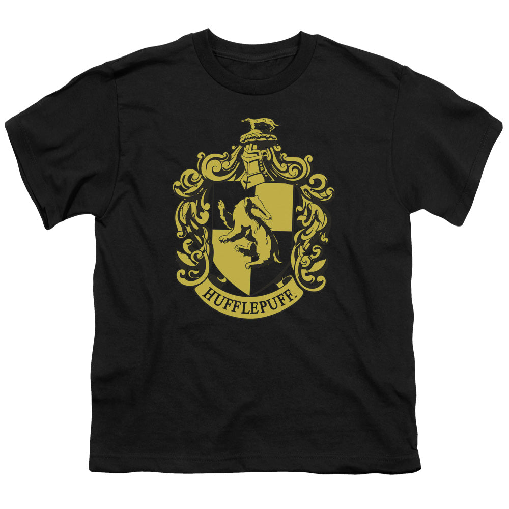 Harry Potter Hufflepuff Crest Kids Youth T Shirt Black Officially Licensed