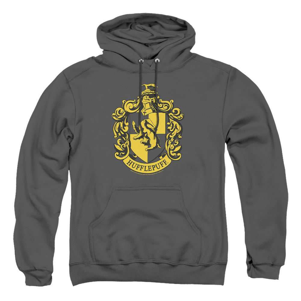 Harry Potter Hufflepuff Crest Mens Hoodie Charcoal Officially Licensed