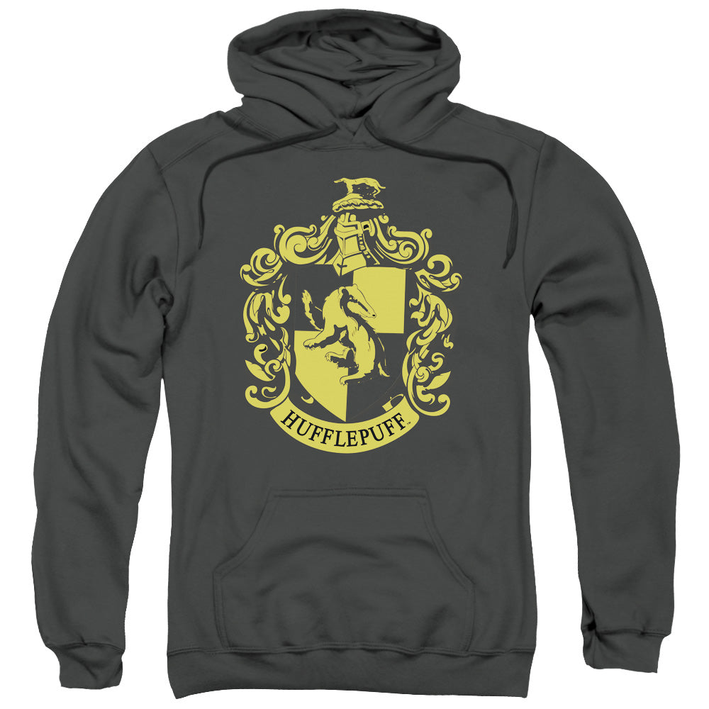 Harry Potter Hufflepuff Crest Mens Hoodie Charcoal Officially Licensed