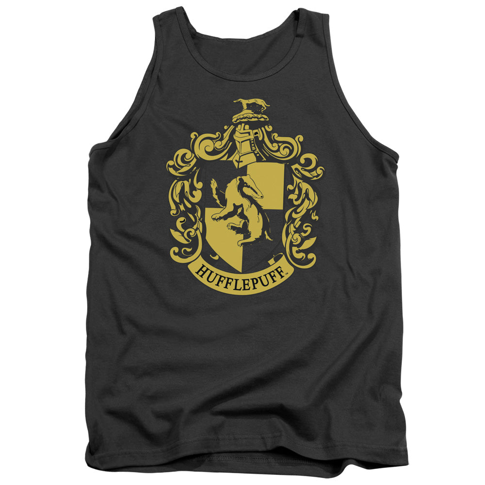 Harry Potter Hufflepuff Crest Mens Tank Top Shirt Charcoal Officially Licensed