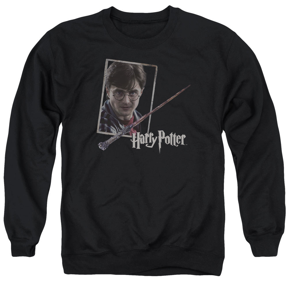 Harry Potter Harrys Wand Portrait Mens Crewneck Sweatshirt Black Officially Licensed