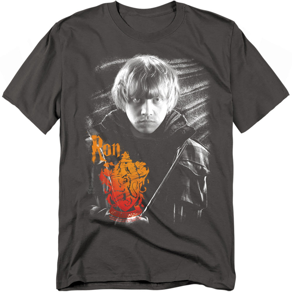 Harry Potter Ron Portrait Mens T Shirt Charcoal Officially Licensed