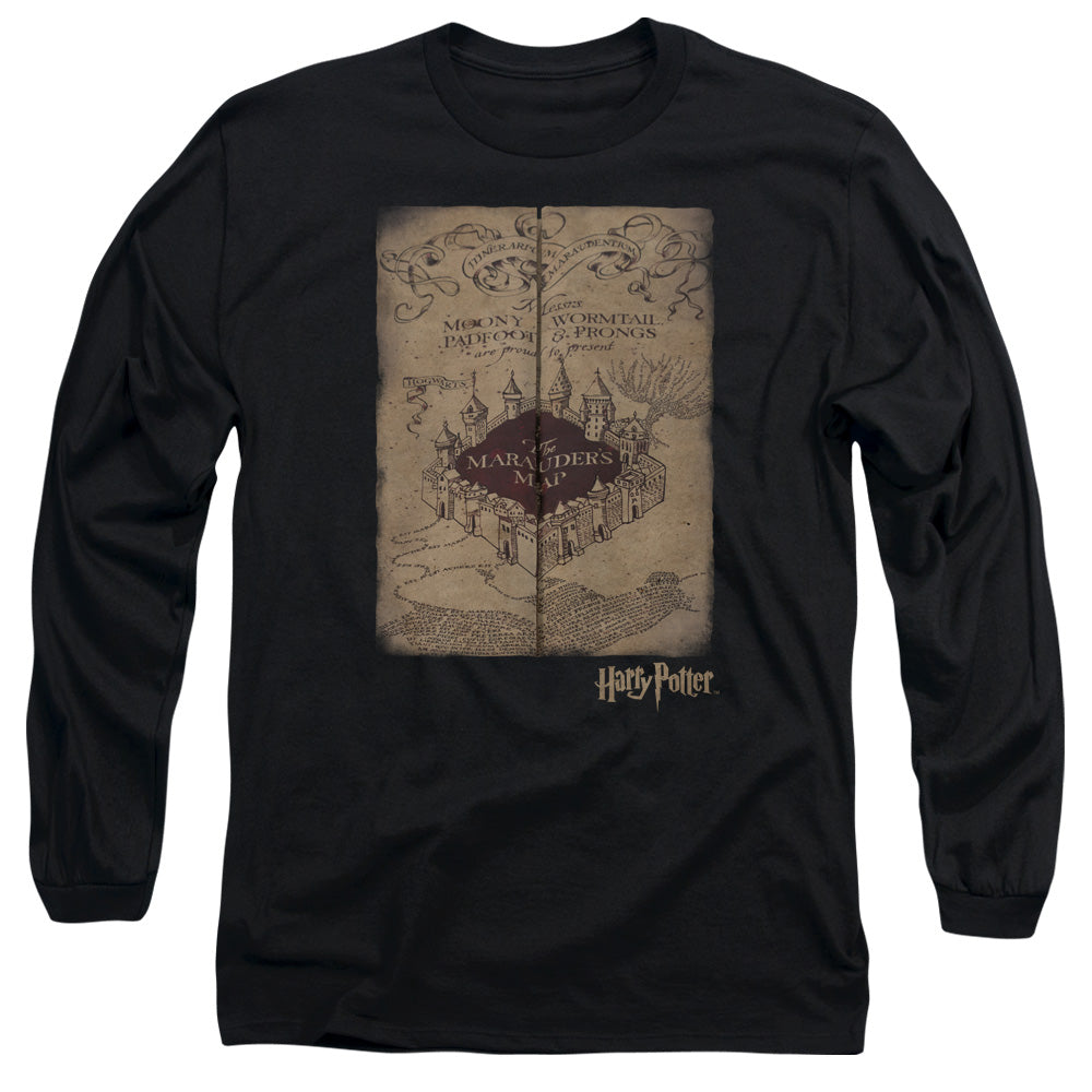 Harry Potter Marauders Map Mens Long Sleeve Shirt Black Officially Licensed Officially Licensed