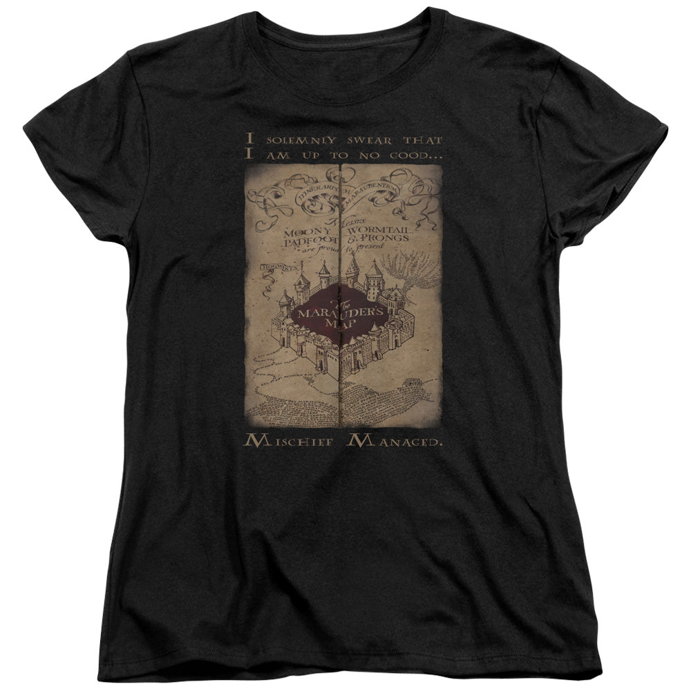 Harry Potter Marauders Map Words Womens T Shirt Black Officially Licensed