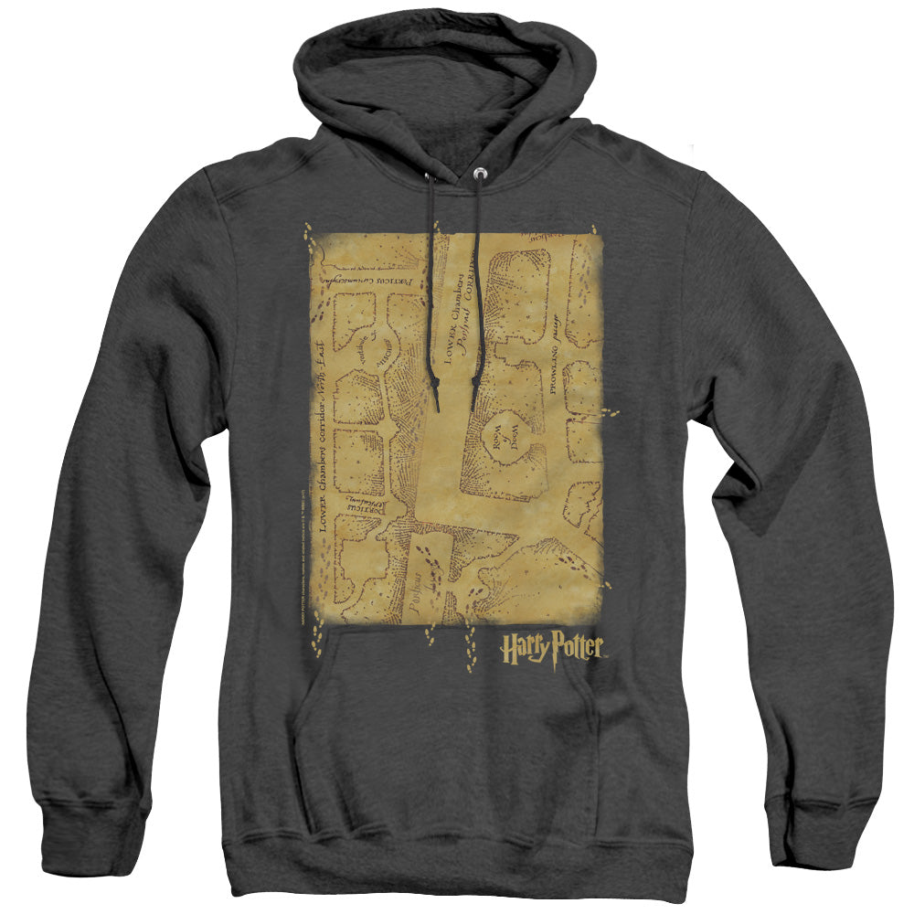 Harry Potter Marauders Map Interior Heather Mens Hoodie Black Officially Licensed