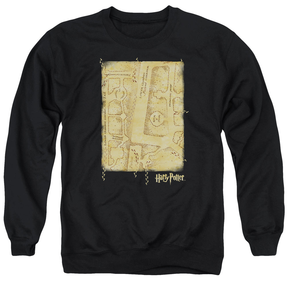 Harry Potter Marauders Map Interior Mens Crewneck Sweatshirt Black Officially Licensed