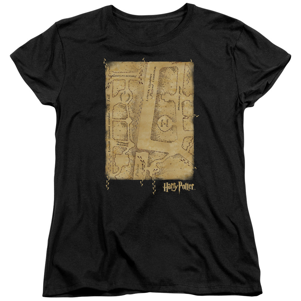 Harry Potter Marauders Map Interior Womens T Shirt Black Officially Licensed