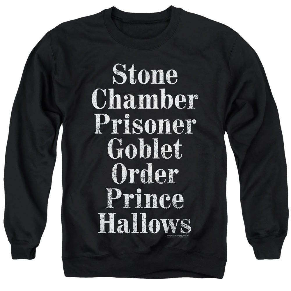 Harry Potter Titles Mens Crewneck Sweatshirt Black Officially Licensed