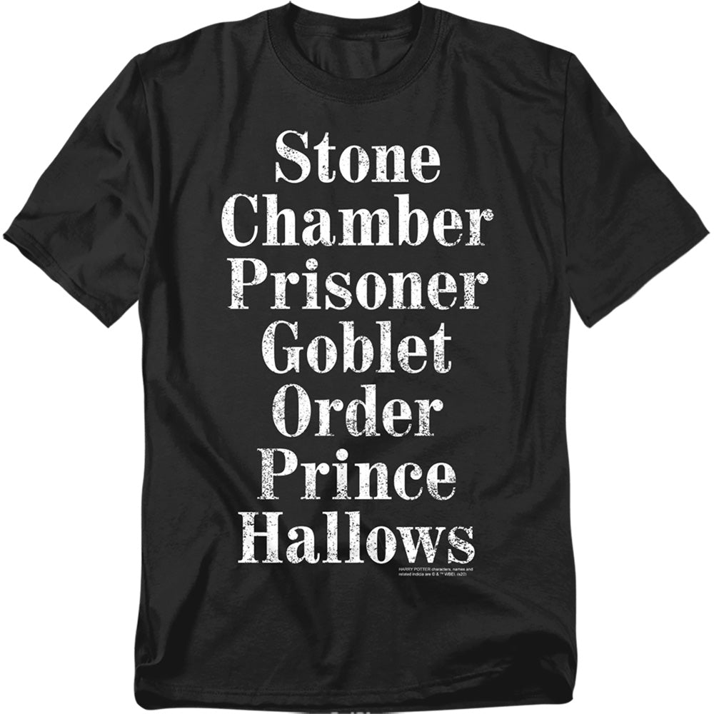 Harry Potter Titles Mens T Shirt Black Officially Licensed