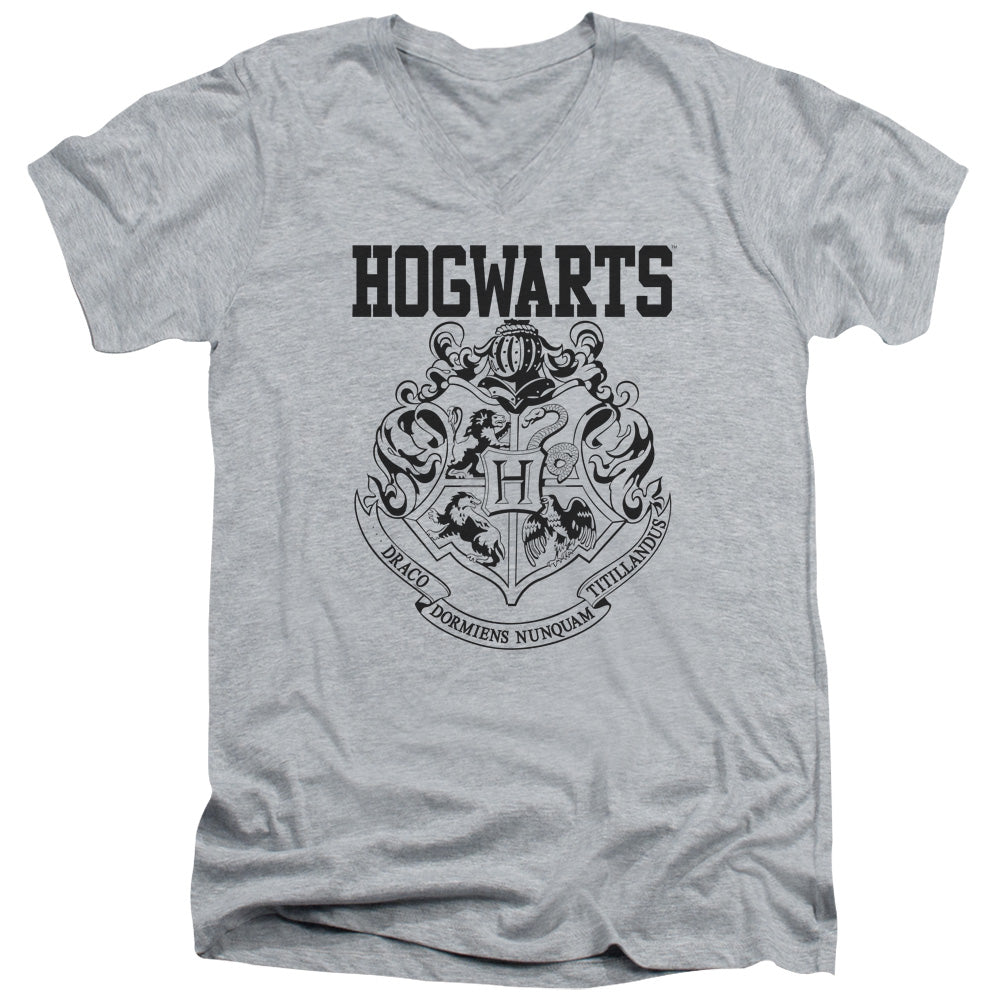 Harry Potter Hogwarts Athletic Mens Slim Fit V-Neck T Shirt Athletic Heather Officially Licensed