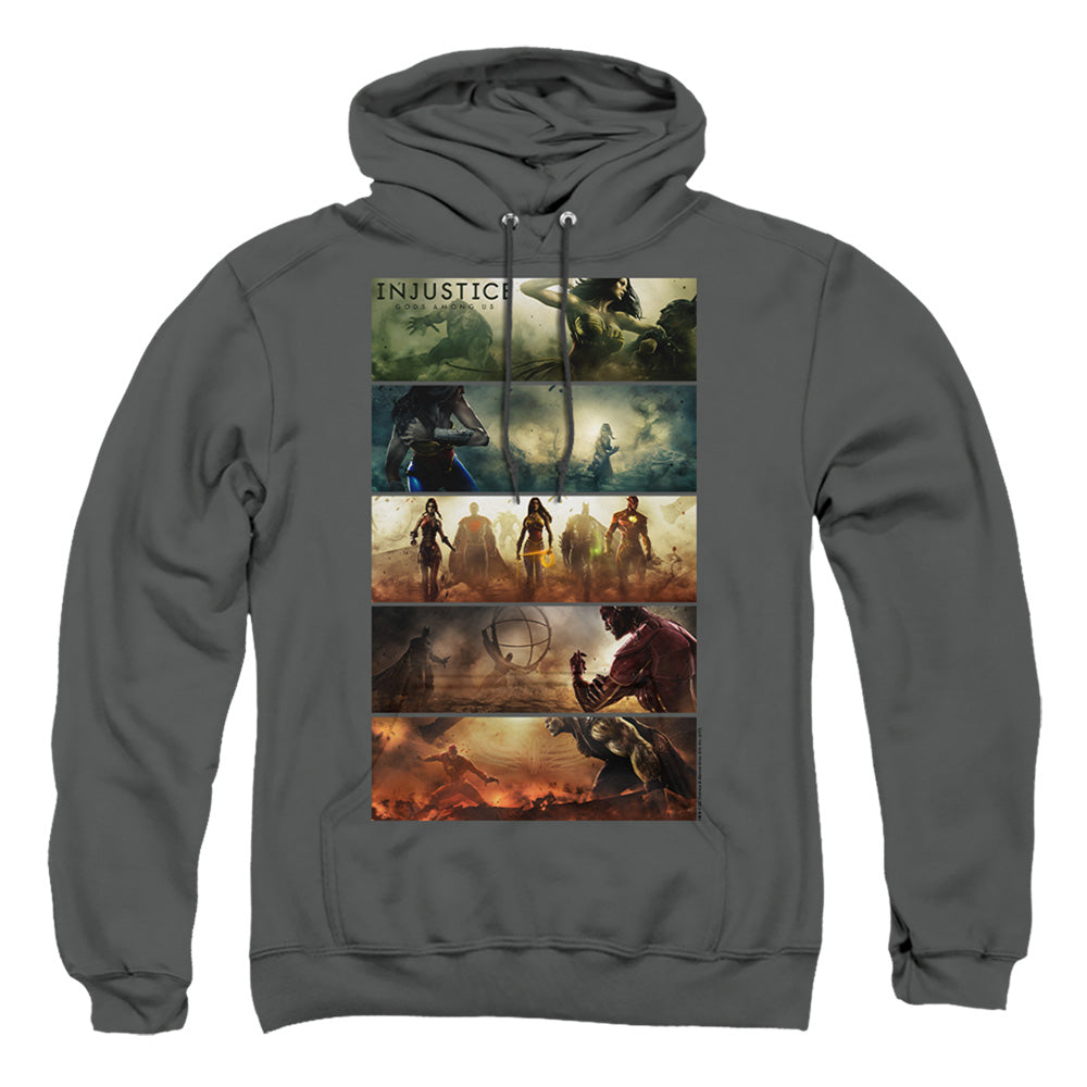 Injustice Gods Among Us Panels Mens Hoodie Charcoal