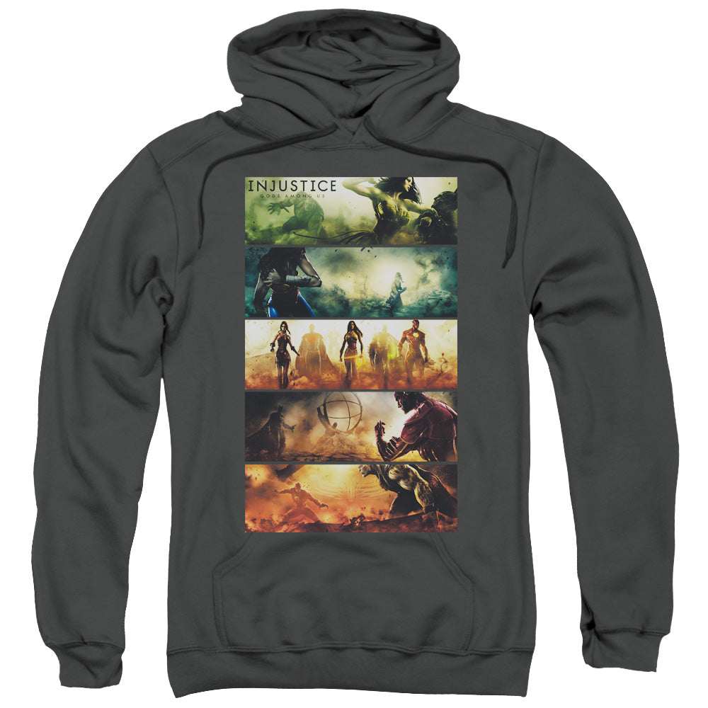 Injustice Gods Among Us Panels Mens Hoodie Charcoal