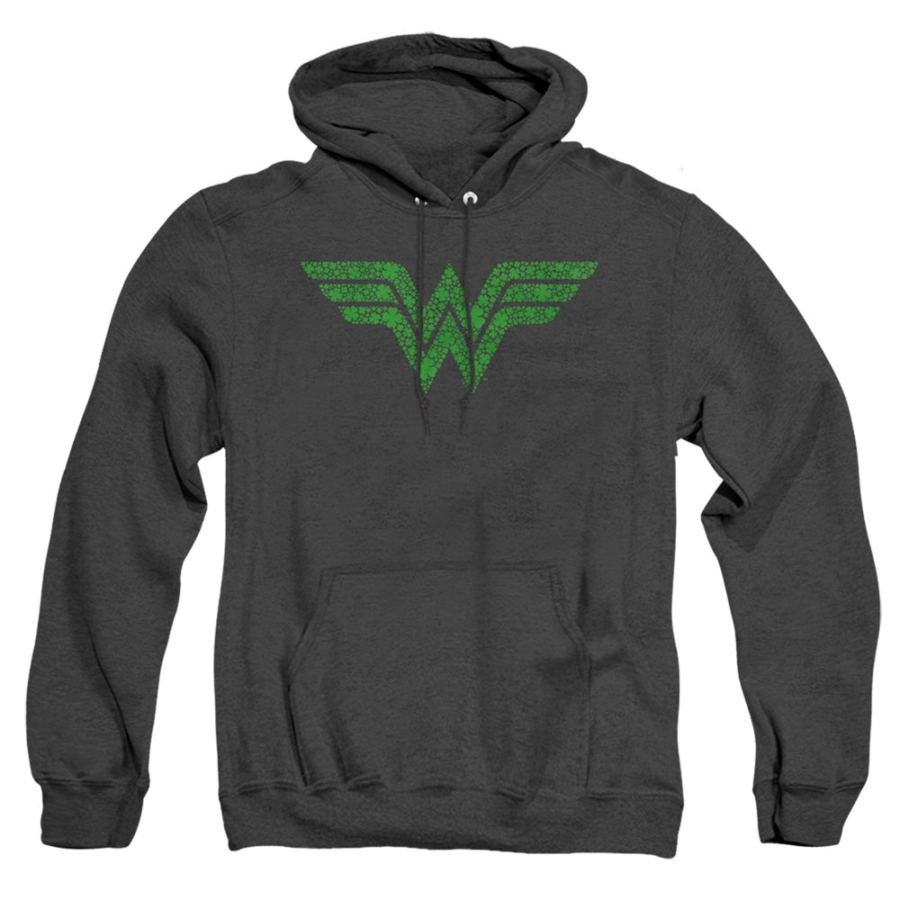 Wonder Woman St. Patrick'S Day Shamrock Logo Mens Heather Hoodie Black Officially Licensed