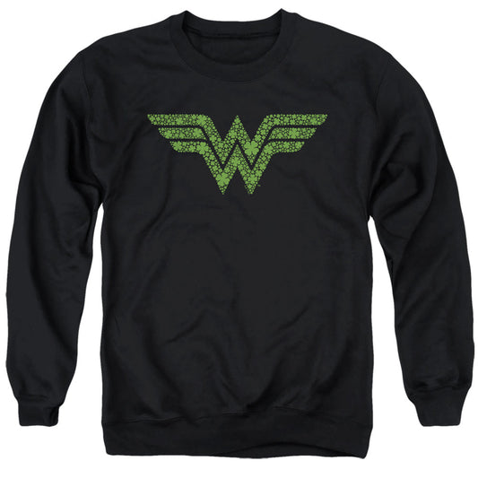 Wonder Woman St. Patrick'S Day Shamrock Logo Mens Crewneck Sweatshirt Black Officially Licensed