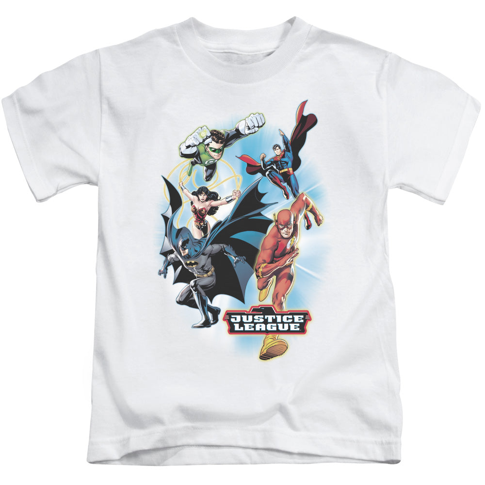 Justice League at Your Service Juvenile Kids Youth T Shirt White Officially Licensed