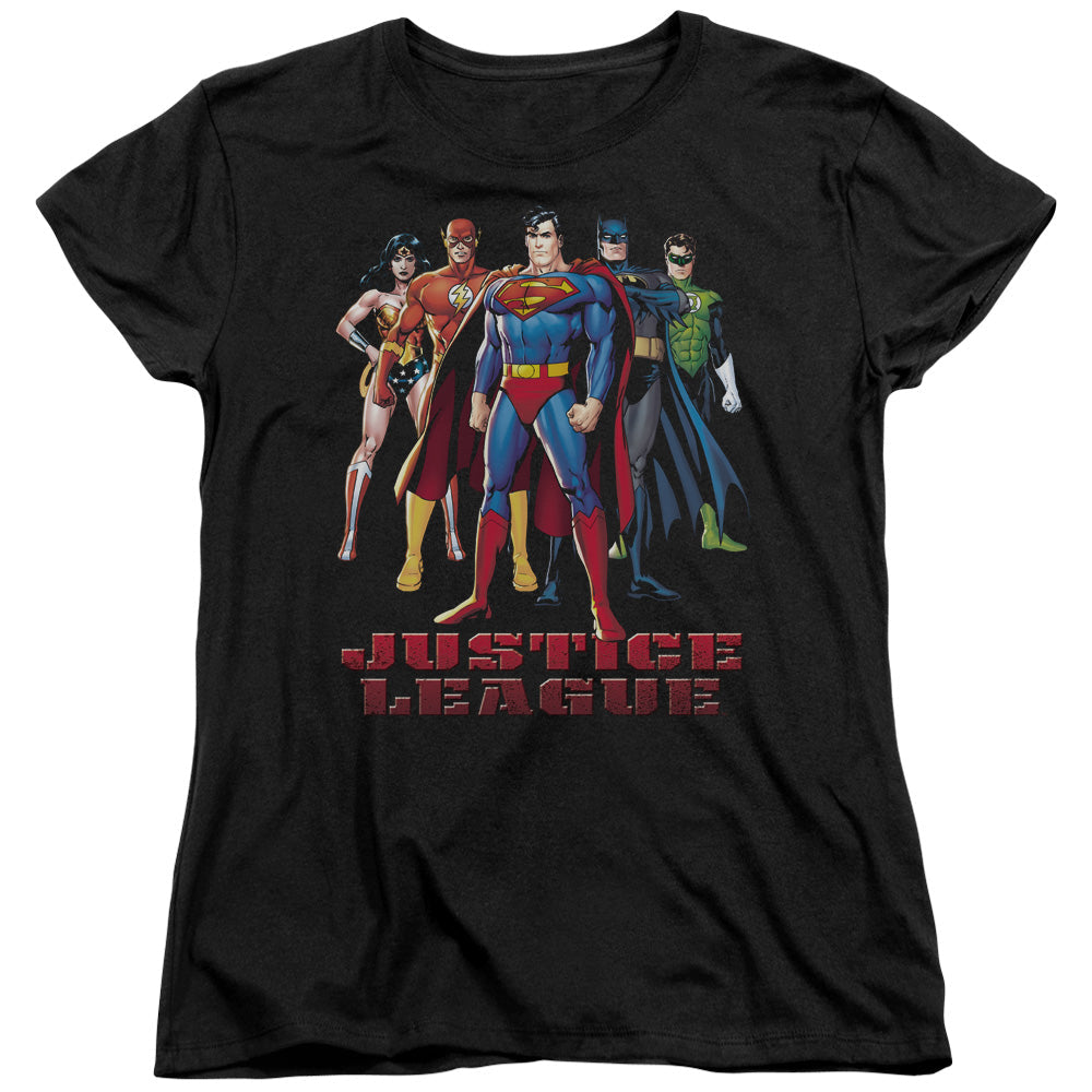 Justice League in League Womens T Shirt Black Officially Licensed