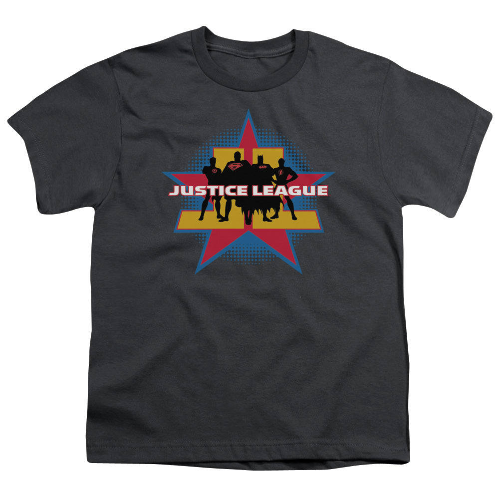 Justice League Stand Tall Kids Youth T Shirt Charcoal Officially Licensed