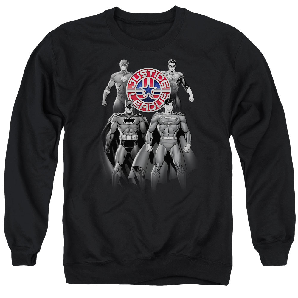 Justice League Of America Shades Of Gray Mens Crewneck Sweatshirt Black Officially Licensed
