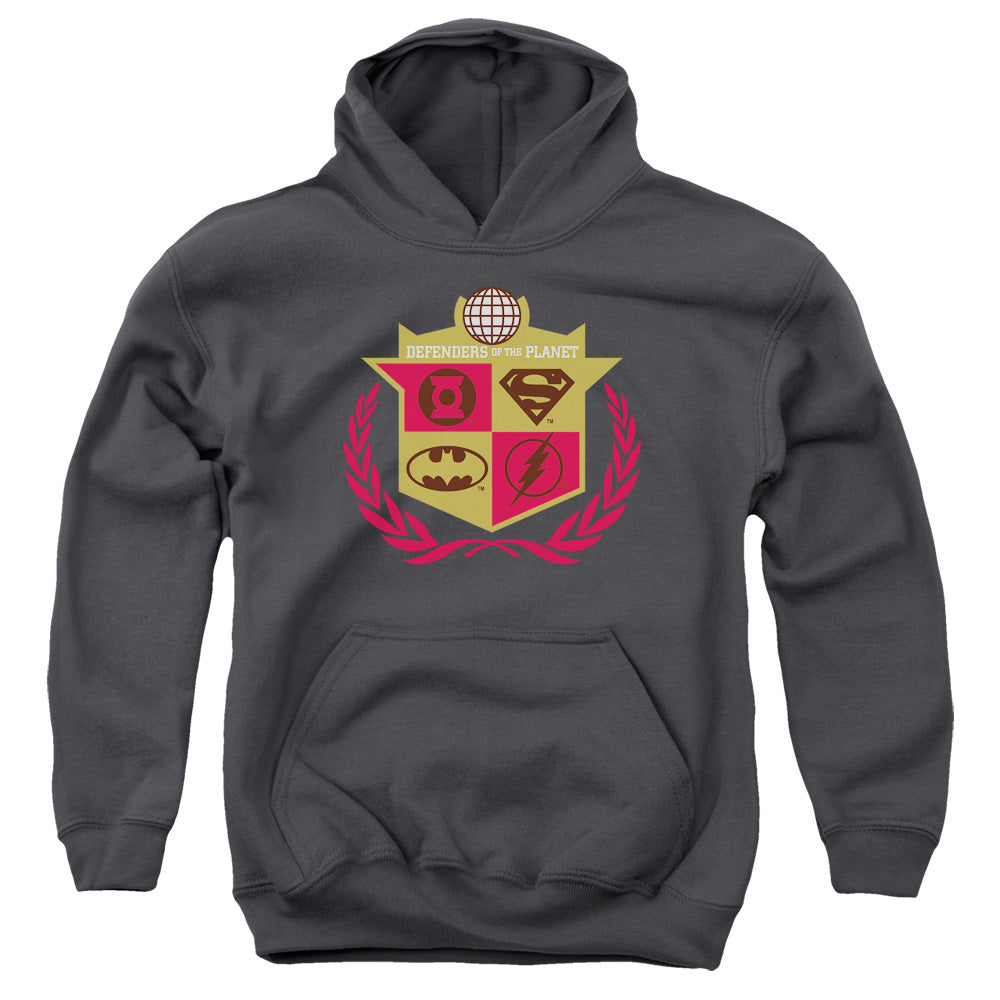 Justice League Defenders Kids Youth Hoodie Charcoal Officially Licensed