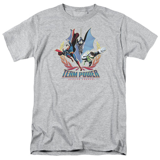 Justice League Of America Team Power Mens T Shirt Athletic Heather Officially Licensed