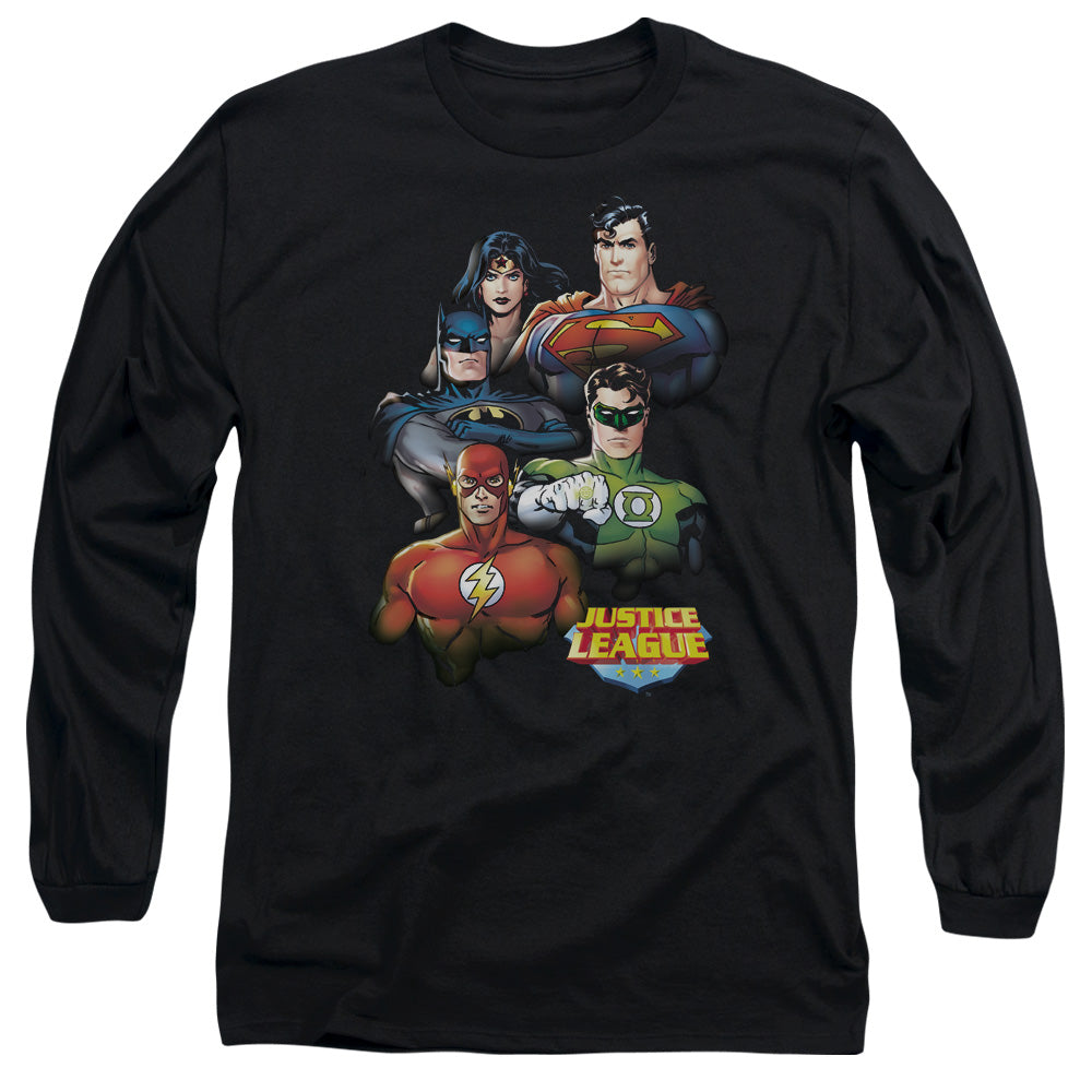Justice League Group Portrait Mens Long Sleeve Shirt Black Officially Licensed