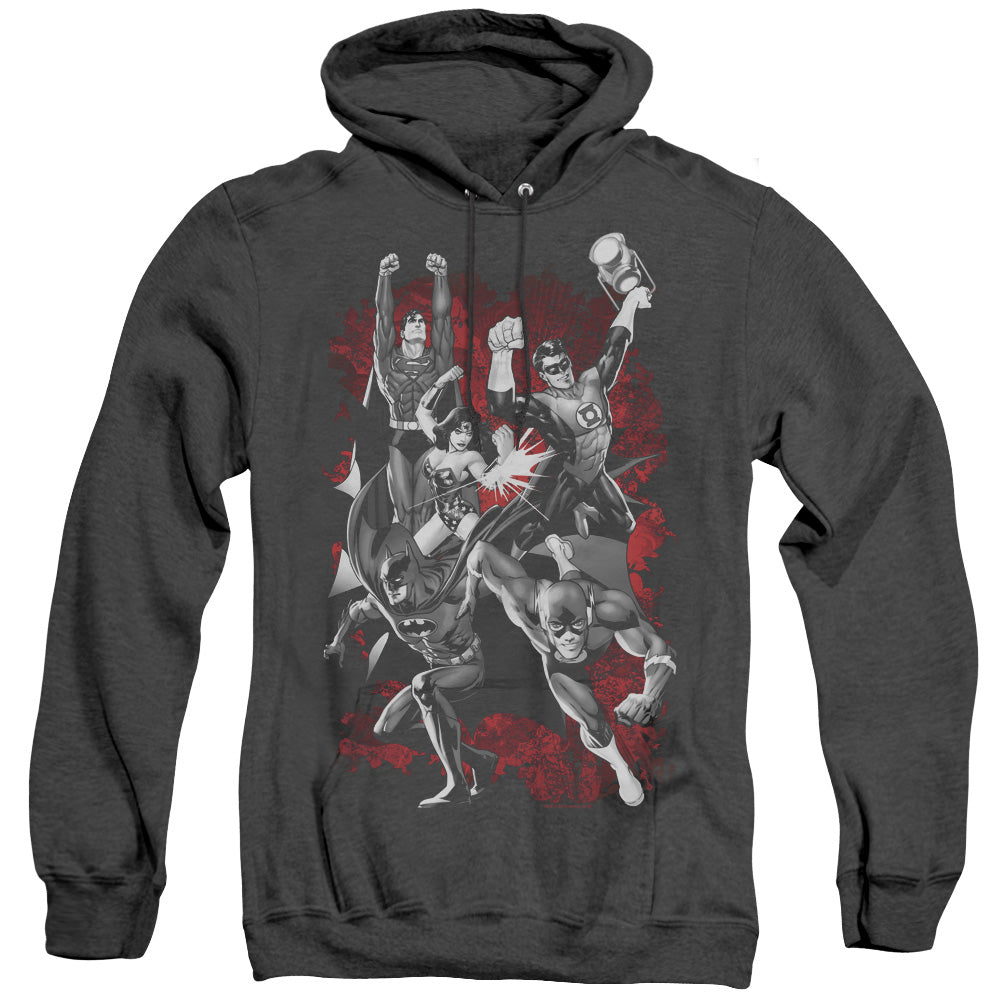 Justice League Of America Justice League Of America Explosion Heather Mens Hoodie Black Officially Licensed