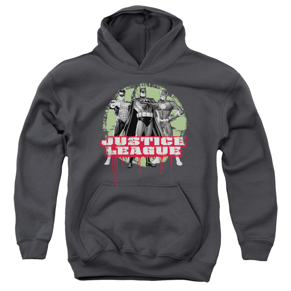 Justice League Justice League Trio Kids Youth Hoodie Charcoal Officially Licensed