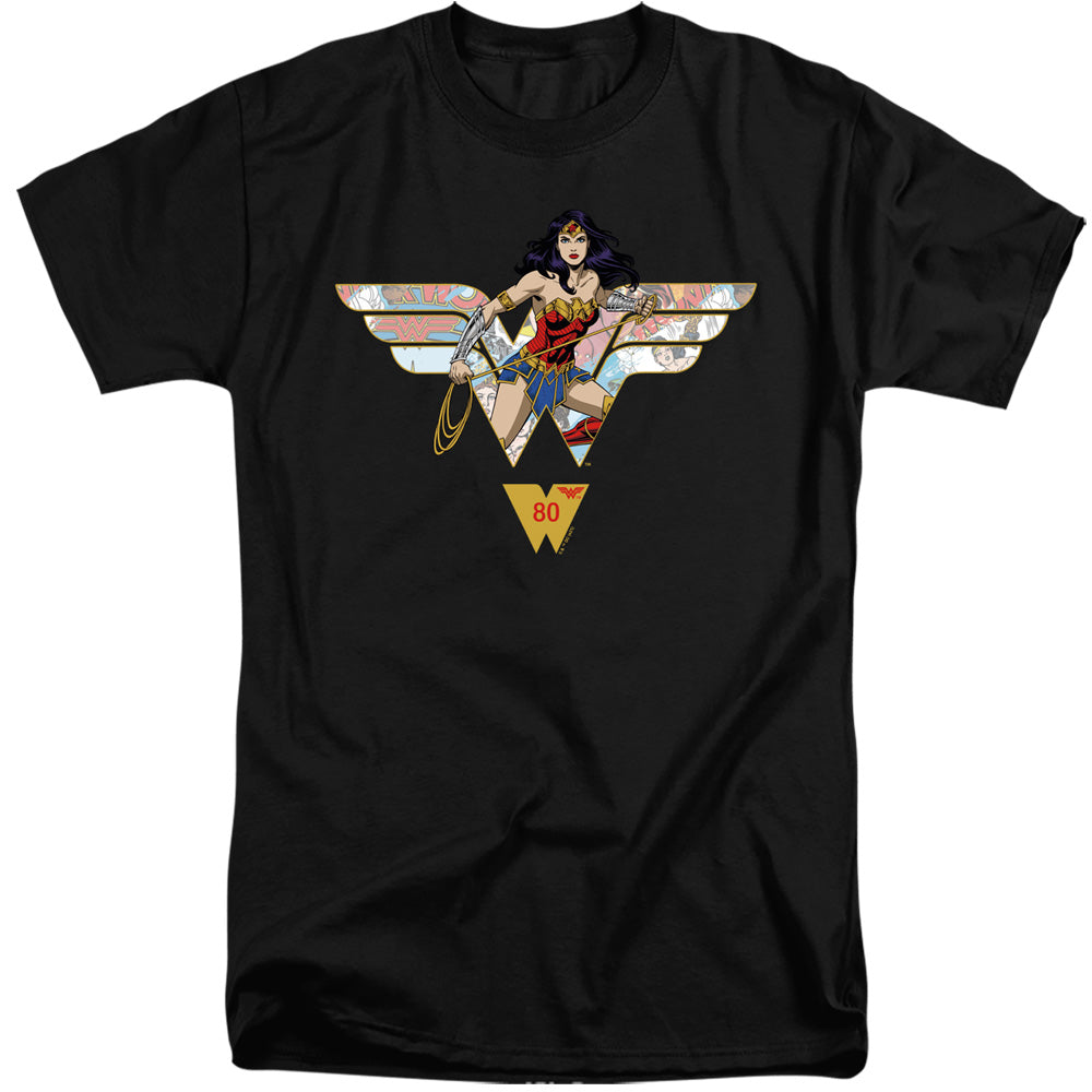 Wonder Woman Ww 80Th Collage Logo Mens Tall T Shirt Black Officially Licensed