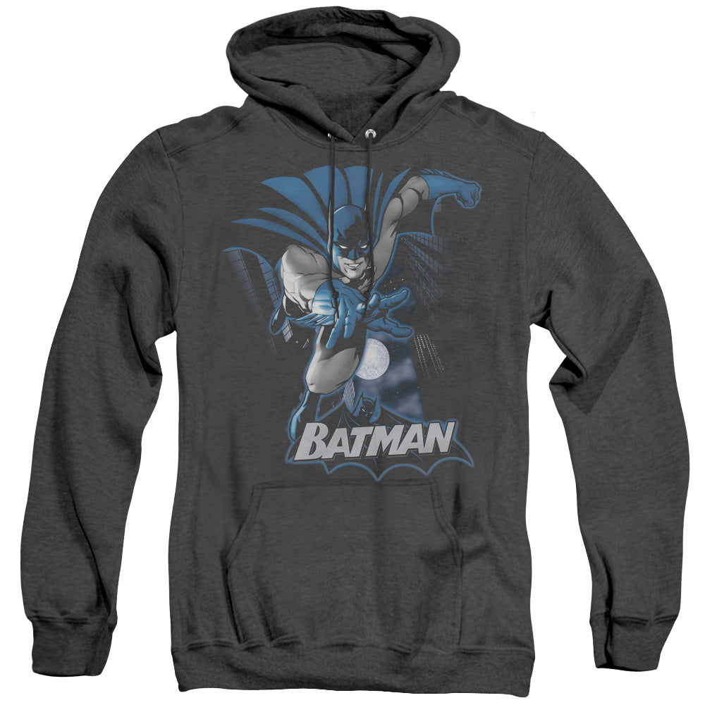 Justice League Of America Batman Blue & Gray Mens Heather Hoodie Black Officially Licensed