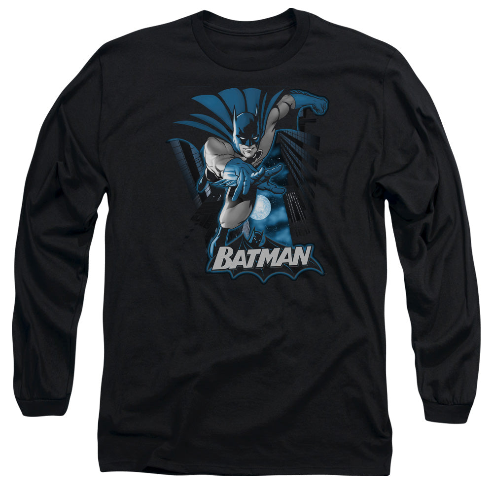 Justice League Batman Blue & Gray Mens Long Sleeve Shirt Black Officially Licensed