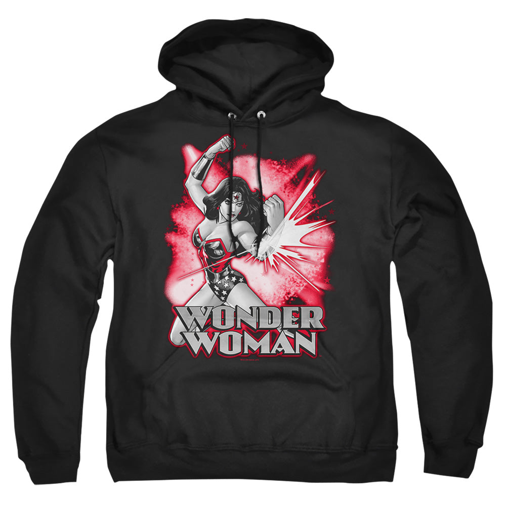 Justice League Of America Wonder Woman Red &Amp; Gray Mens Hoodie Black Officially Licensed