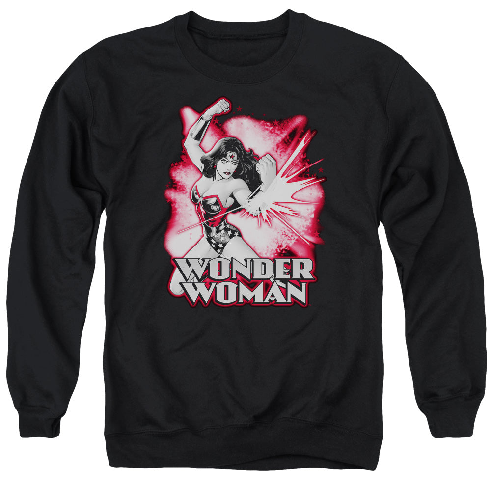 Justice League Wonder Woman Red and Gray Mens Crewneck Sweatshirt Black Officially Licensed