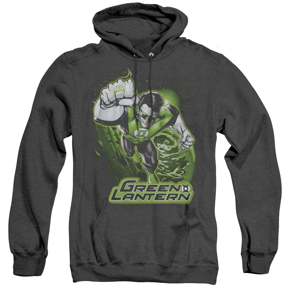 Justice League Of America Green Lantern Green & Gray Mens Heather Hoodie Black Officially Licensed