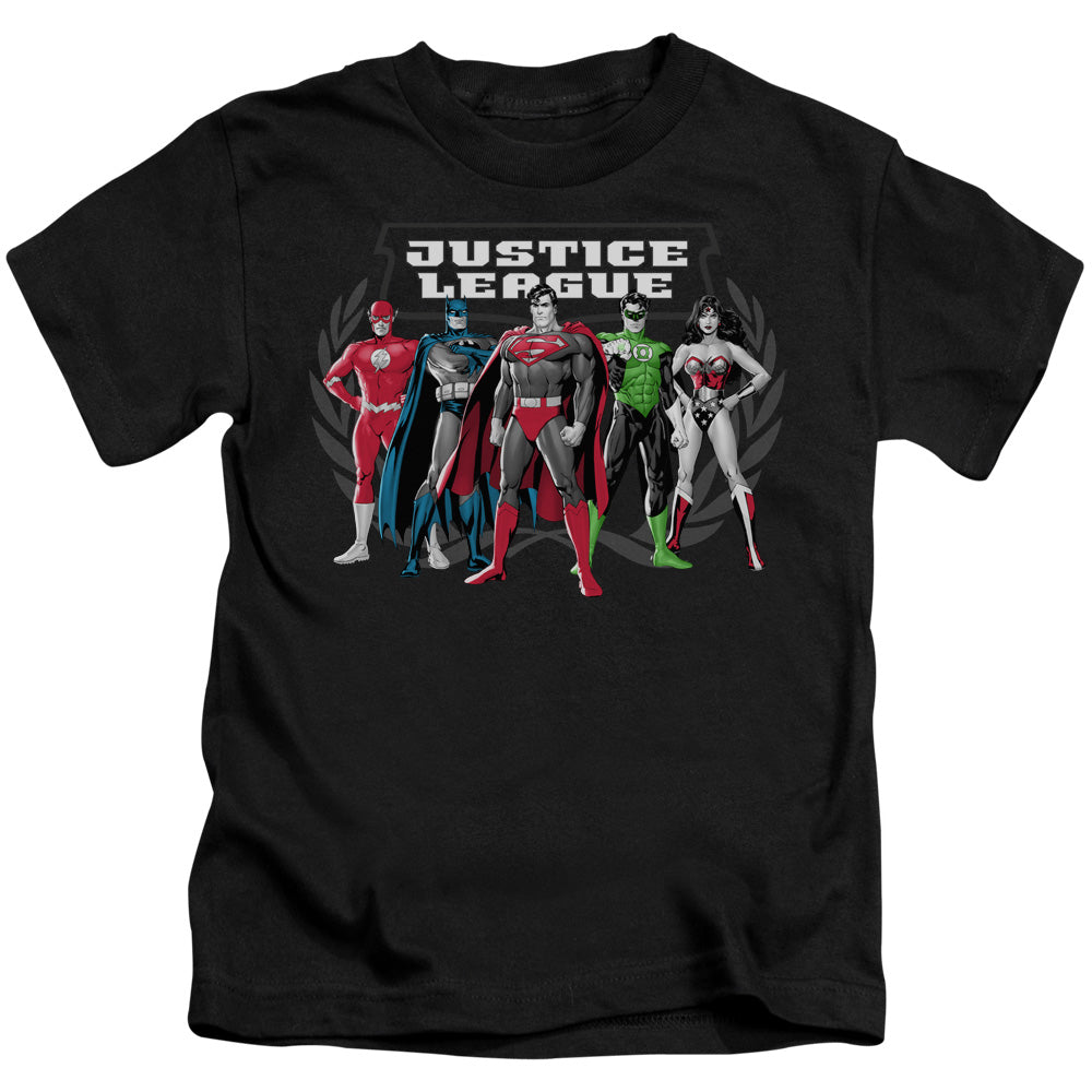 Justice League the Big Five Juvenile Kids Youth T Shirt Black Officially Licensed