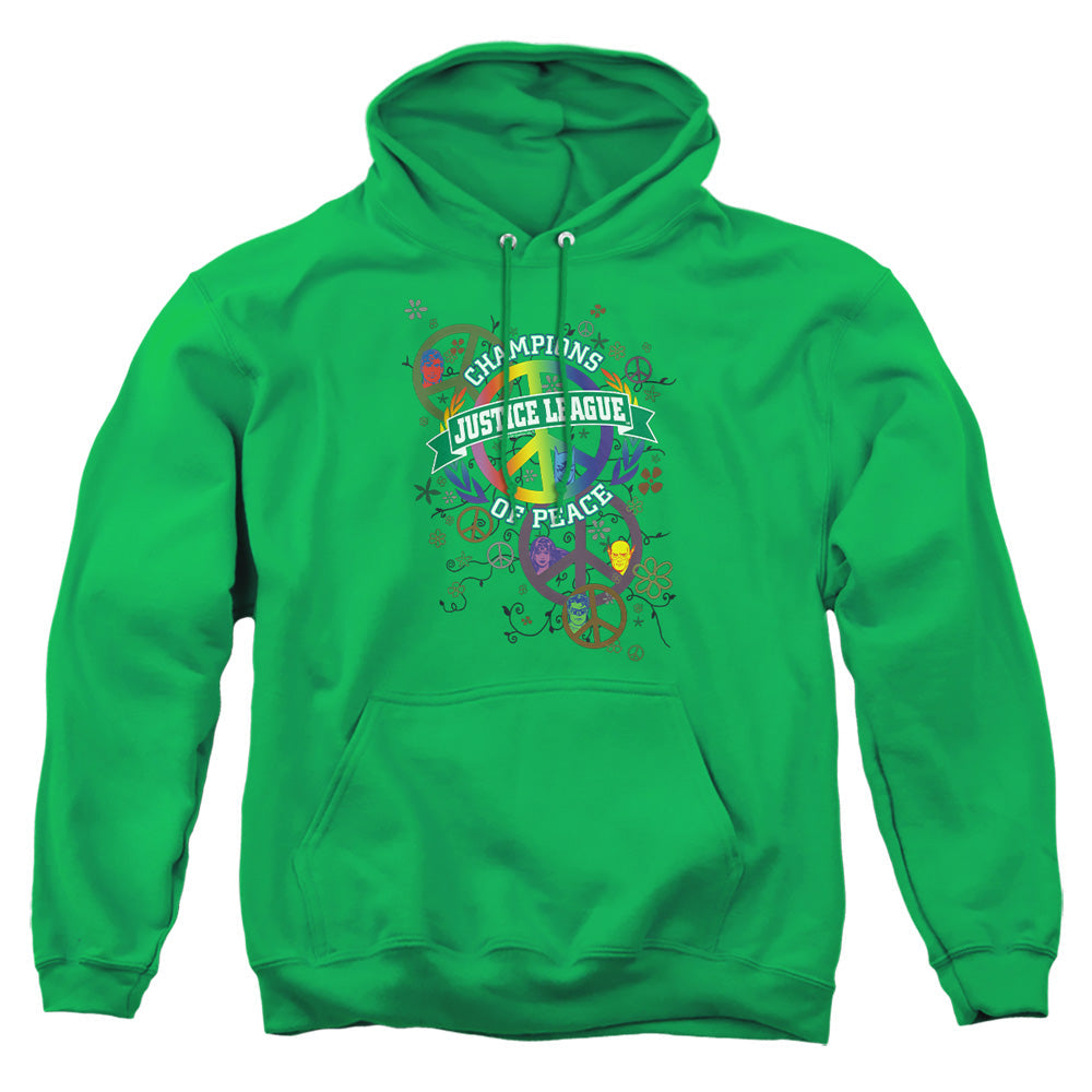 Justice League Of America Peace League Mens Hoodie Kelly Green Officially Licensed