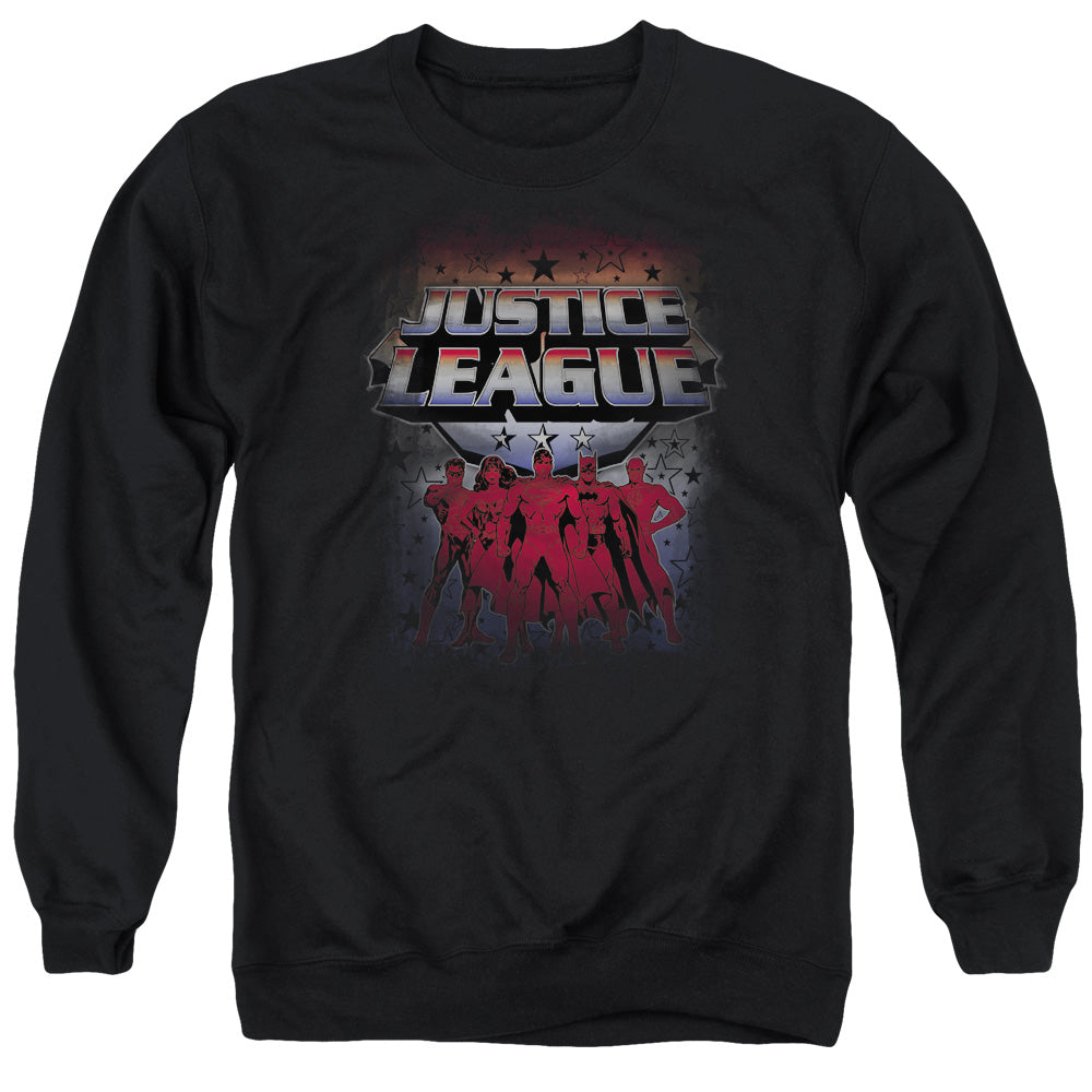 Justice League Of America Star League Mens Crewneck Sweatshirt Black Officially Licensed