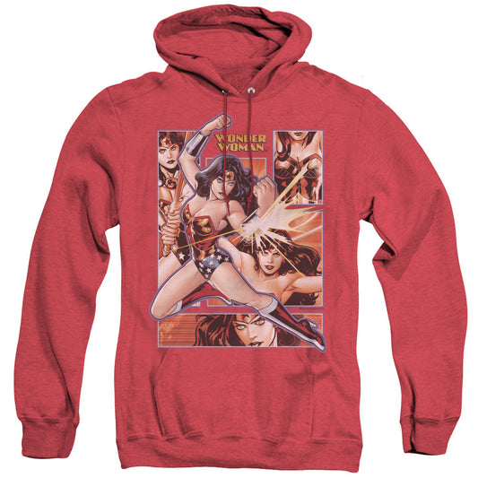 Justice League Of America Wonder Woman Panels Heather Mens Hoodie Red Officially Licensed