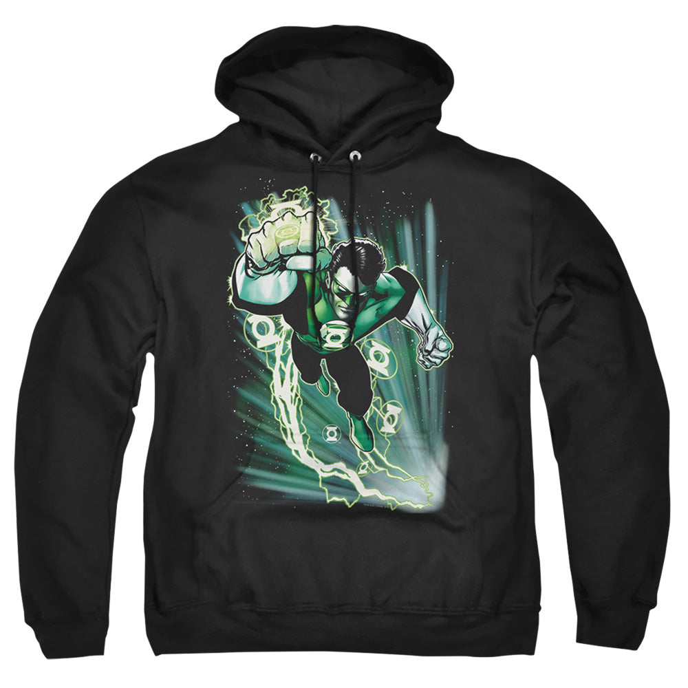 Justice League Of America Emerald Energy Mens Hoodie Black Officially Licensed
