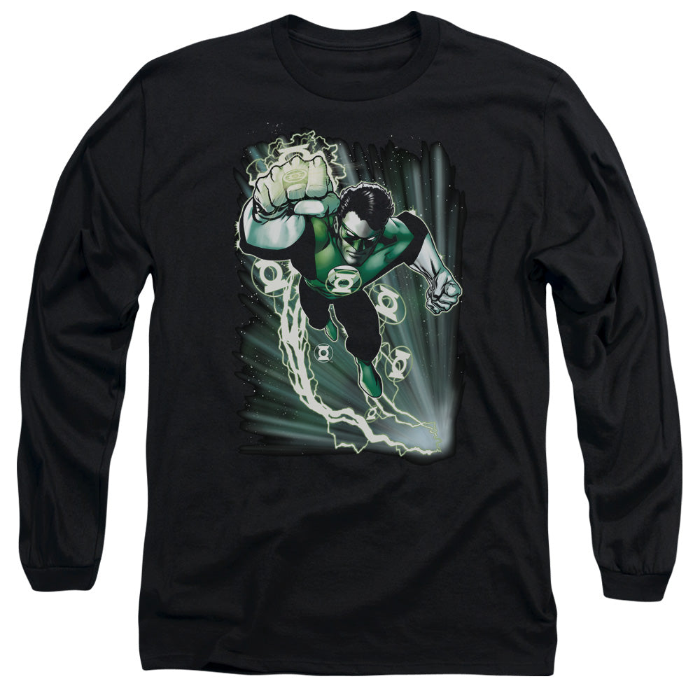 Justice League Emerald Energy Mens Long Sleeve Shirt Black Officially Licensed