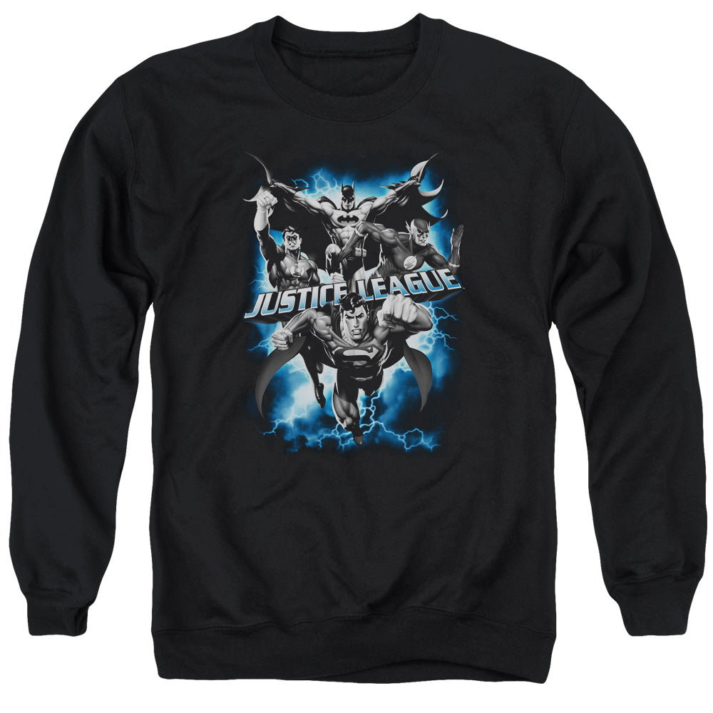 Justice League Of America Justice Storm Mens Crewneck Sweatshirt Black Officially Licensed