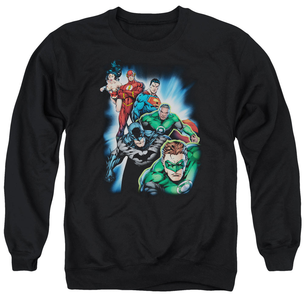 Justice League Of America Heroes Unite Mens Crewneck Sweatshirt Black Officially Licensed