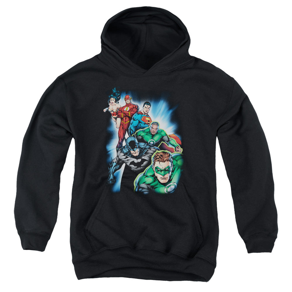 Justice League Heroes Unite Kids Youth Hoodie Black Officially Licensed