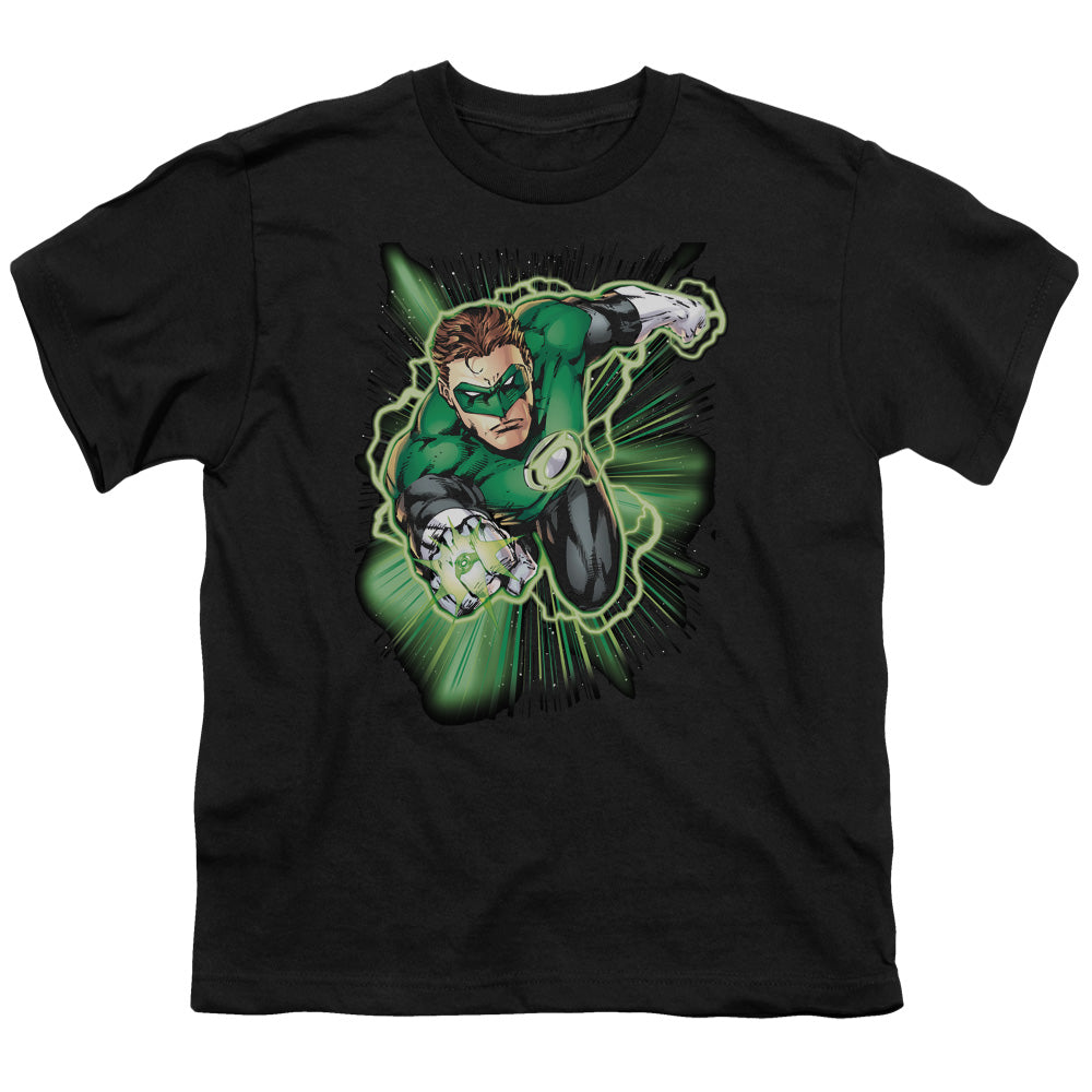 Justice League Green Lantern Energy Kids Youth T Shirt Black Officially Licensed