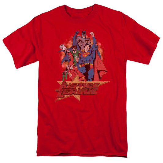 Justice League Of America Raise Your Fist Mens T Shirt Red Officially Licensed