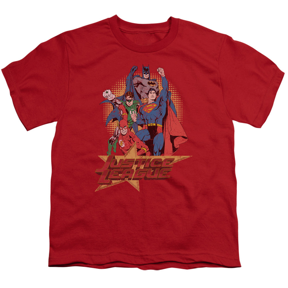 Justice League Raise Your Fist Kids Youth T Shirt Red Officially Licensed