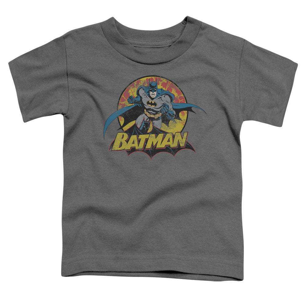 Justice League Batman Rough Distress Toddler Kids Youth T Shirt Charcoal Officially Licensed