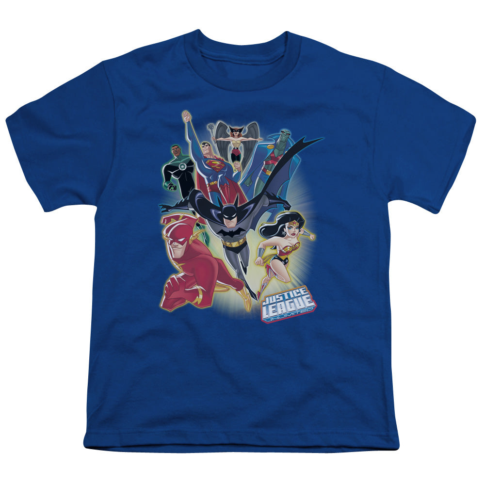 Justice League Unlimited Kids Youth T Shirt Royal Blue Officially Licensed